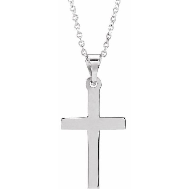 14K Rose Gold 15.23x7.38 mm Cross Necklace - Elegant Polished Design