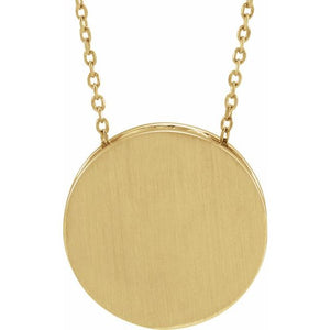 14K Gold Engravable Disc Slide Pendant