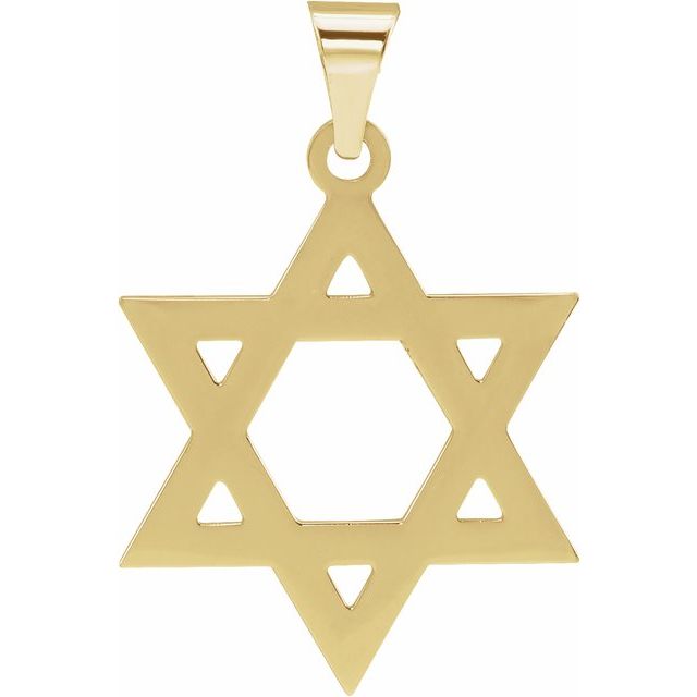 Silver 32x26 mm Star of David Pendant - Polished Design