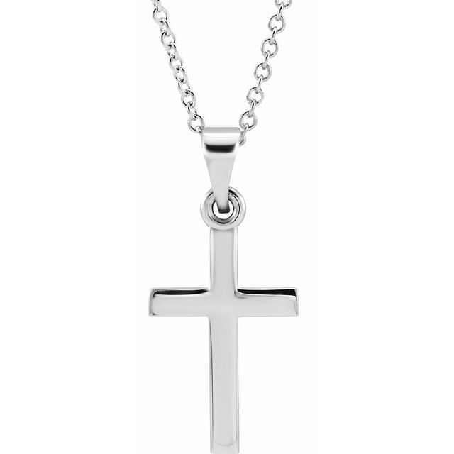 14K Rose Gold 15.23x7.38 mm Cross Necklace - Elegant Polished Design