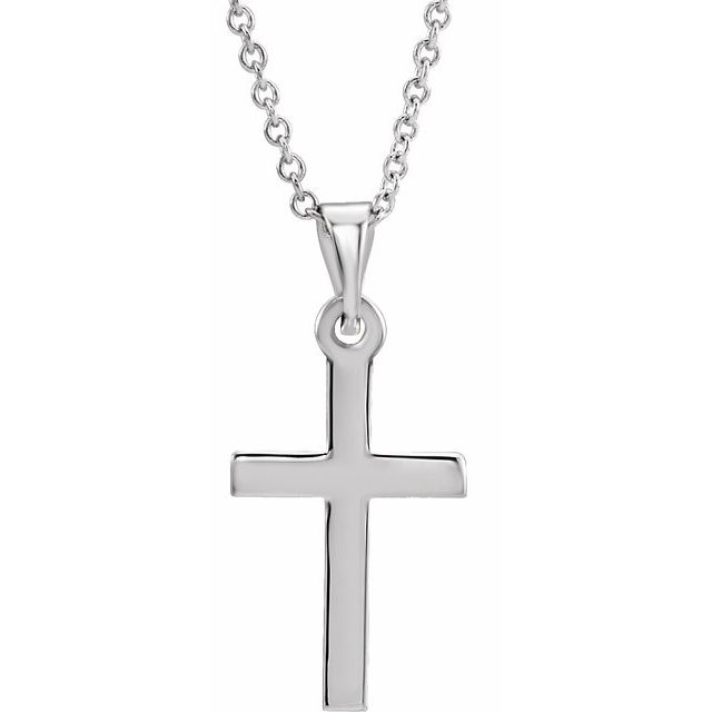 14K Rose Gold 15.23x7.38 mm Cross Necklace - Elegant Polished Design