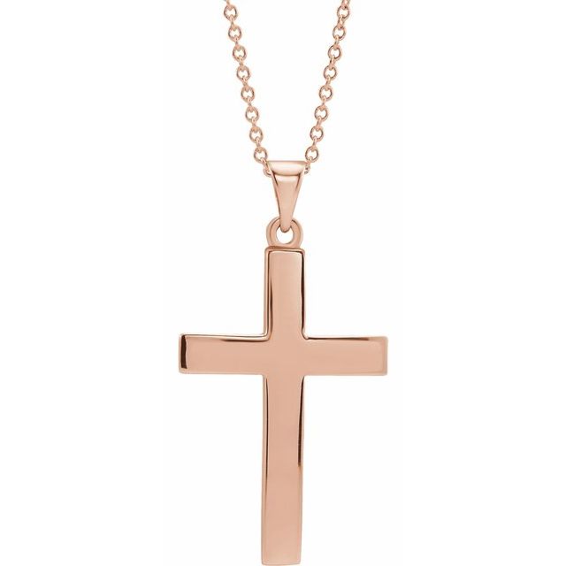 14K Rose Gold 15.23x7.38 mm Cross Necklace - Elegant Polished Design