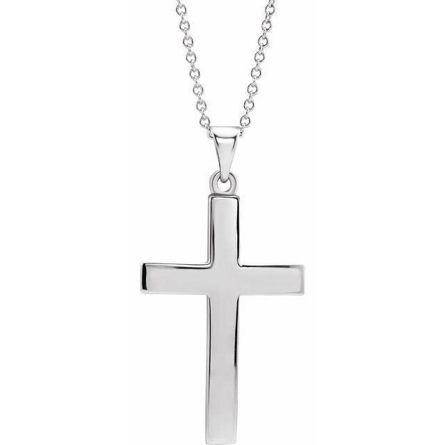 14K Rose Gold 15.23x7.38 mm Cross Necklace - Elegant Polished Design