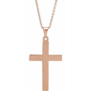 14K Rose Gold 15.23x7.38 mm Cross Necklace - Elegant Polished Design