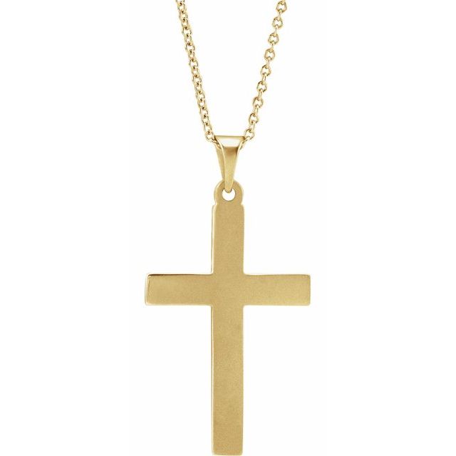 14K Rose Gold 15.23x7.38 mm Cross Necklace - Elegant Polished Design