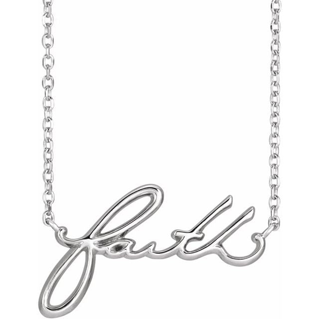 14K White Faith 16" Necklace