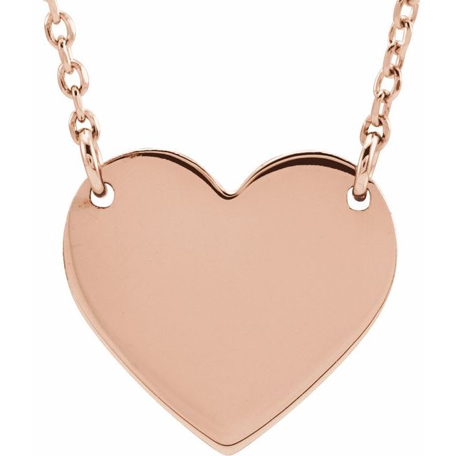 14K Gold Engravable Heart Necklace