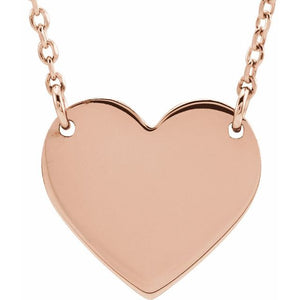 14K Gold Engravable Heart Necklace