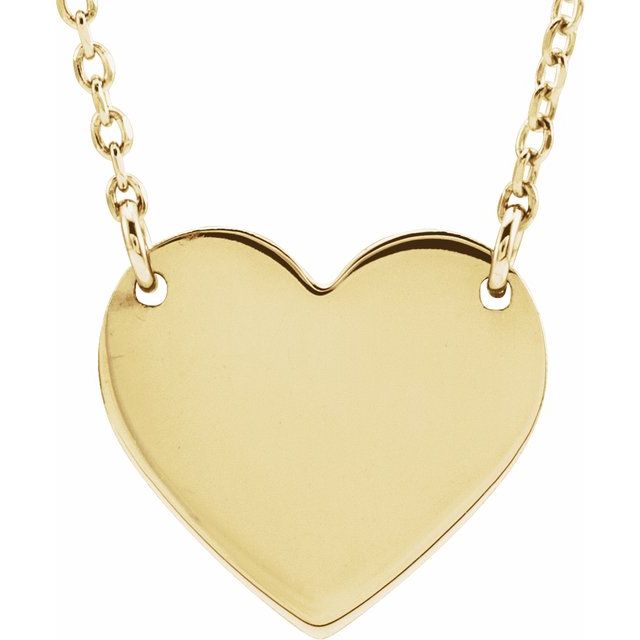 14K Gold Engravable Heart Necklace