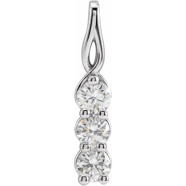 14K Gold Natural Diamond 3-Stone Pendant
