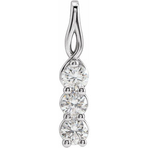 14K Gold Natural Diamond 3-Stone Pendant
