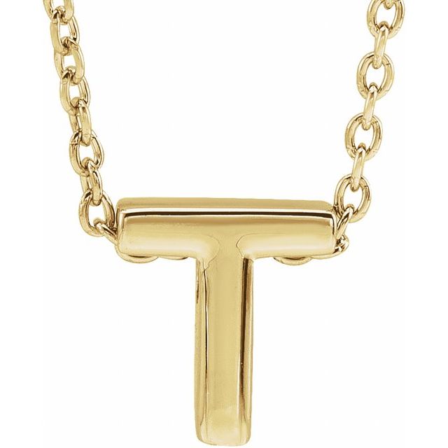 14K Gold Initial Pendant Slide Necklace