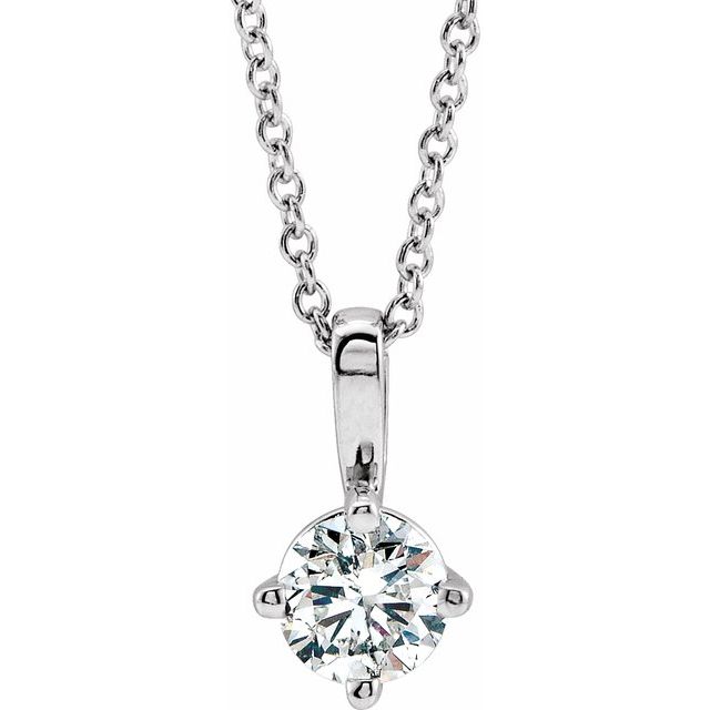 1/2 CTW Natural Diamond Round Solitaire Necklace in 14K Gold & Platinum