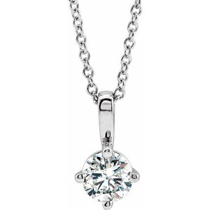 1/2 CTW Natural Diamond Round Solitaire Necklace in 14K Gold & Platinum