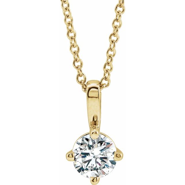 1/2 CTW Natural Diamond Round Solitaire Necklace in 14K Gold & Platinum