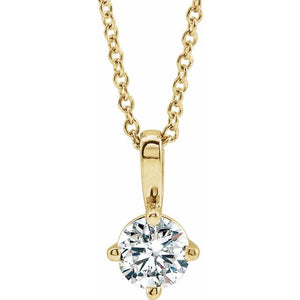 1/2 CTW Natural Diamond Round Solitaire Necklace in 14K Gold & Platinum