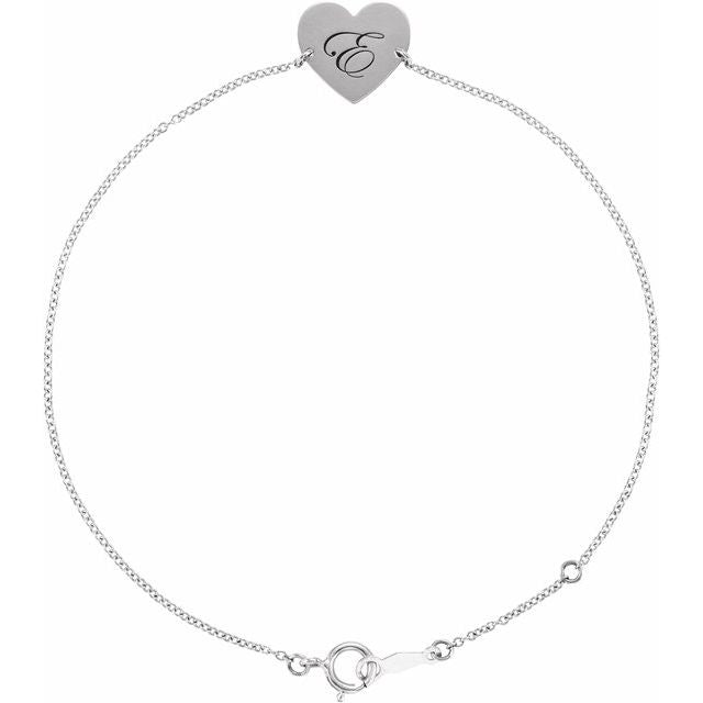 14K Gold Engravable Heart-Shaped Bracelet