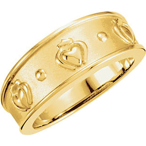 Claddagh Band Ring | 14K Gold, Silver & Platinum | 8.25 Mm | Polished