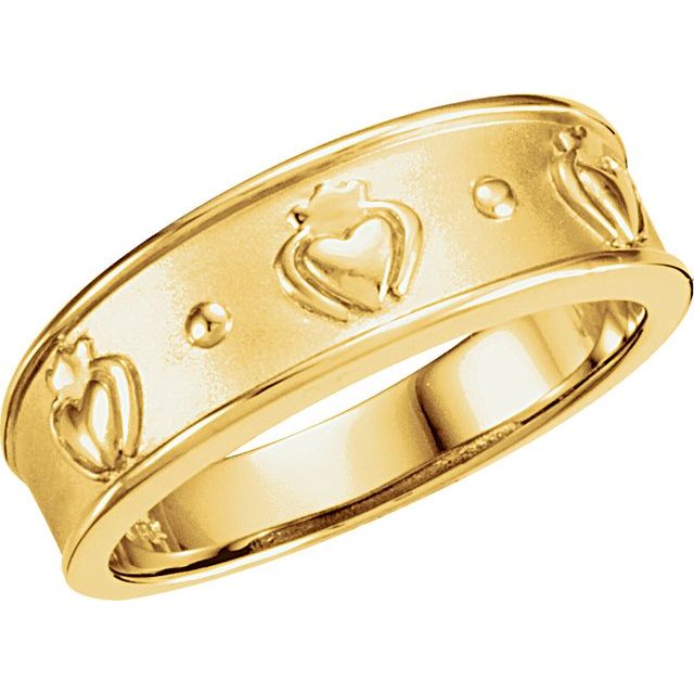 Claddagh Band Ring | 14K Gold, Silver & Platinum | 8.25 Mm | Polished