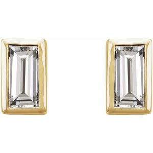 14K White Gold .07 CTW Natural Diamond Baguette Earrings