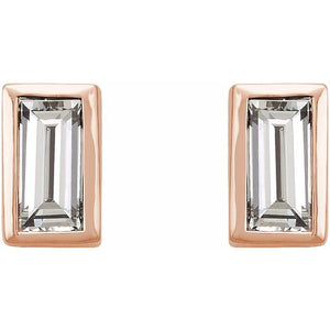 14K White Gold .07 CTW Natural Diamond Baguette Earrings