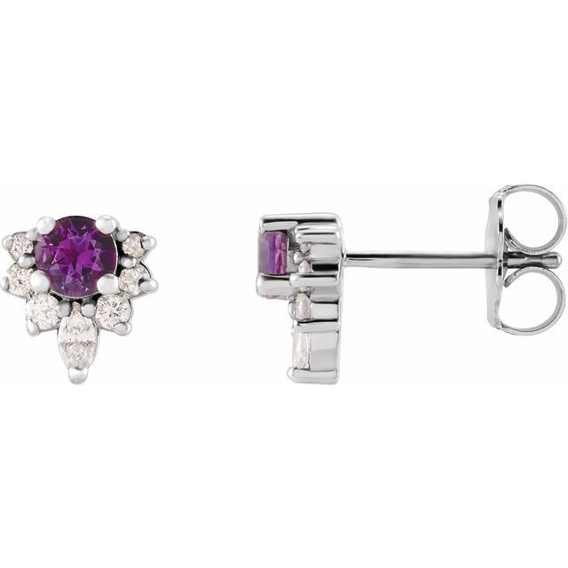 1/6 CTW Natural Amethyst and Diamond Earrings in 14K Gold, Silver & Platinum