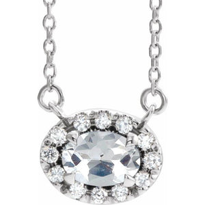 1/3 CTW Natural Diamond Oval Necklace in 14K Gold and Platinum