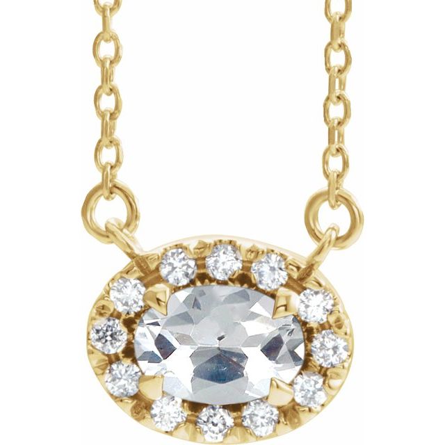 1/3 CTW Natural Diamond Oval Necklace in 14K Gold and Platinum