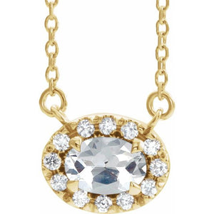 1/3 CTW Natural Diamond Oval Necklace in 14K Gold and Platinum