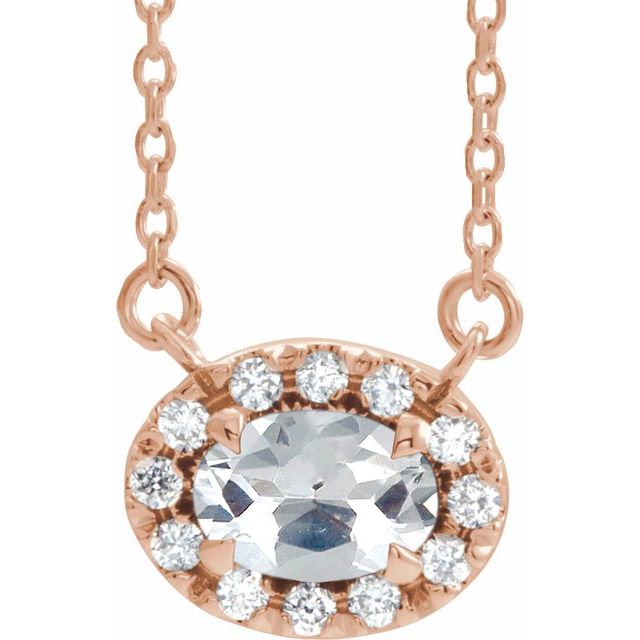 1/3 CTW Natural Diamond Oval Necklace in 14K Gold and Platinum