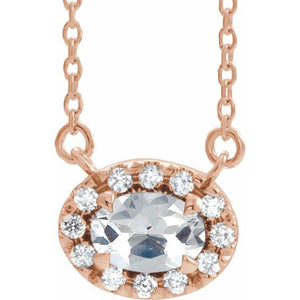 1/3 CTW Natural Diamond Oval Necklace in 14K Gold and Platinum