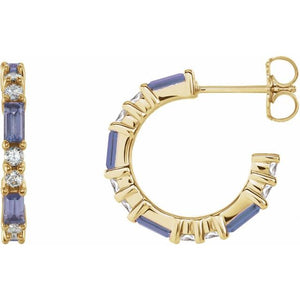 1/2 CTW Natural Blue Sapphire and Diamond Earrings in 14K Gold, Silver & Platinum