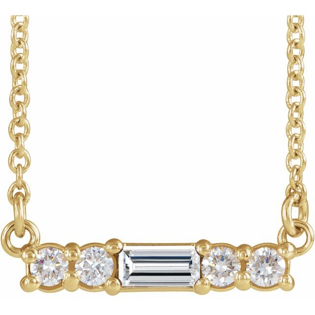 14K Gold Mozambique Garnet And Natural Diamond Bar Necklace