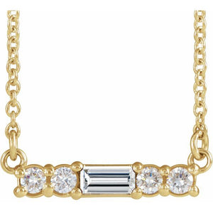 14K Gold Mozambique Garnet And Natural Diamond Bar Necklace