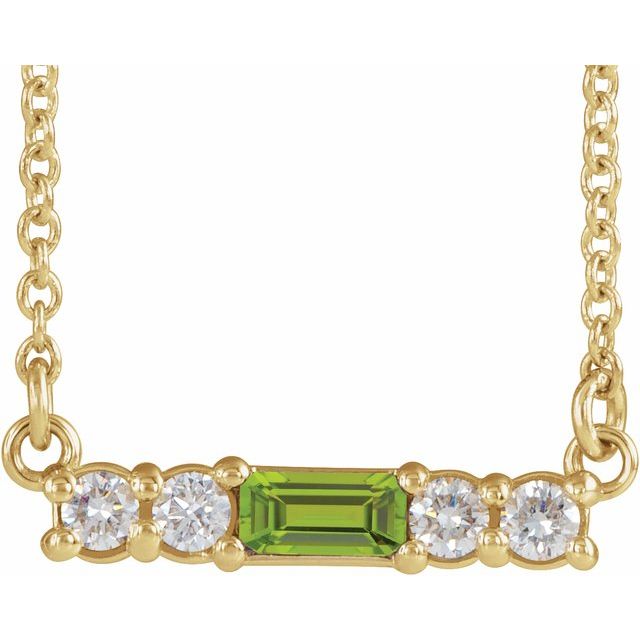 14K Gold Mozambique Garnet And Natural Diamond Bar Necklace
