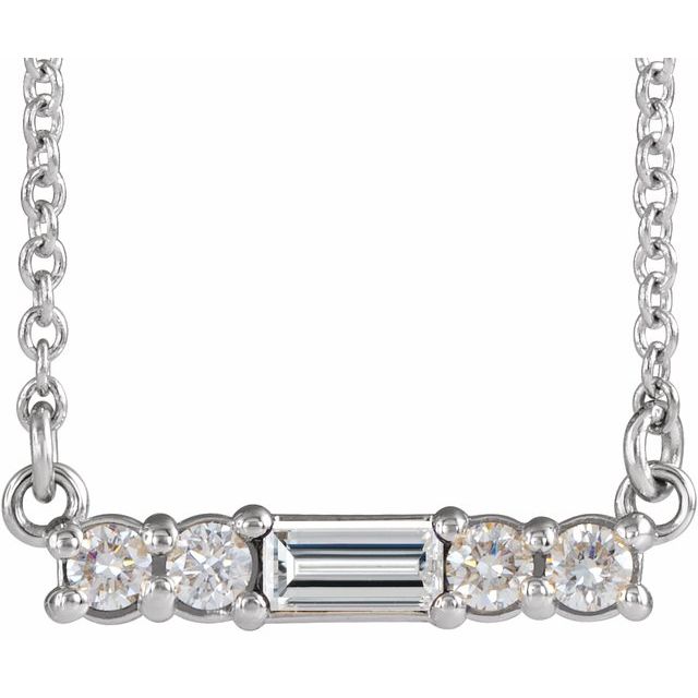 14K Gold Mozambique Garnet And Natural Diamond Bar Necklace