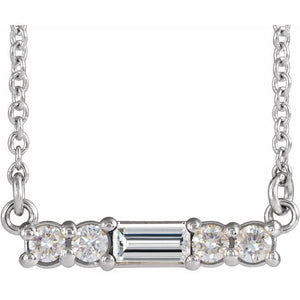 14K Gold Mozambique Garnet And Natural Diamond Bar Necklace