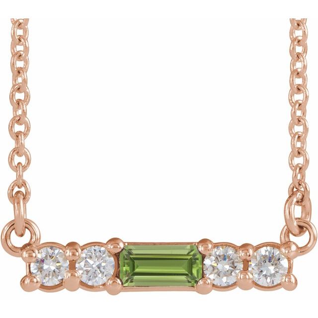 14K Gold Mozambique Garnet And Natural Diamond Bar Necklace