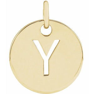 Initial Disc Pendant in 14K Gold Featuring Selectable Initials