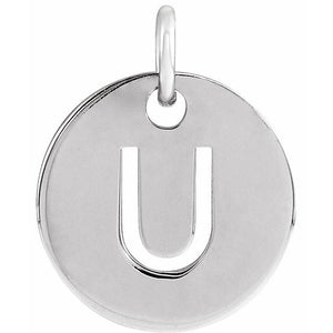 Initial Disc Pendant in 14K Gold Featuring Selectable Initials