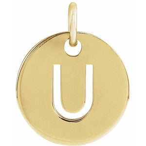 Initial Disc Pendant in 14K Gold Featuring Selectable Initials