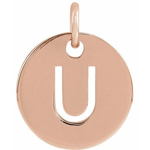 Initial Disc Pendant in 14K Gold Featuring Selectable Initials