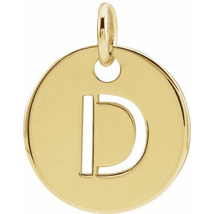 Initial Disc Pendant in 14K Gold Featuring Selectable Initials