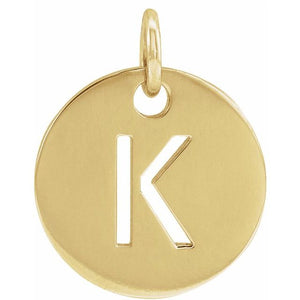 Initial Disc Pendant in 14K Gold Featuring Selectable Initials