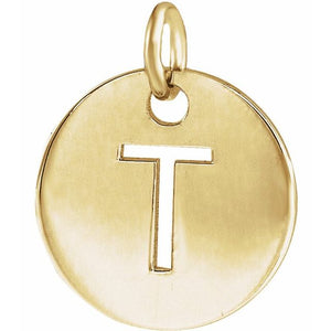 Initial Disc Pendant in 14K Gold Featuring Selectable Initials