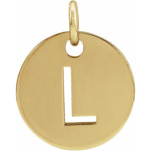 Initial Disc Pendant in 14K Gold Featuring Selectable Initials