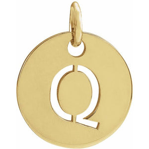 Initial Disc Pendant in 14K Gold Featuring Selectable Initials