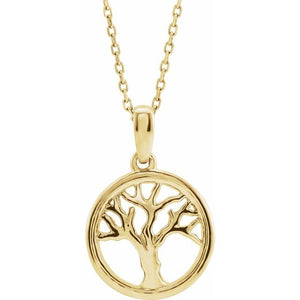 Heart Tree Of Life Pendant Necklace in 14K Gold