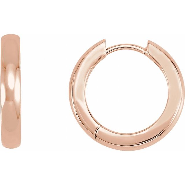 Elegant 14K Rose Gold 14 mm Hoop Earrings