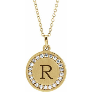 14K White Gold 1/5 CTW Natural Diamond Engravable Necklace - Elegant Halo Design
